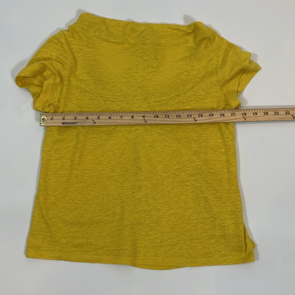 Maeve By Anthropologie XS Top Tee Bright Yellow 100% Linen EUC - Picture 5 of 8